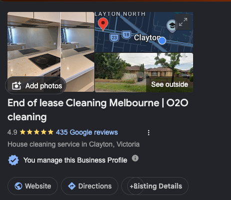 O2OCleaning Google Reviews 4.9 Stars | O2OCleaning Melbourne O2OCleaning Google Business Profile showing a 4.9 star rating from 435 Google reviews, o2ocleaning end of lease cleaning reviews Melbourne